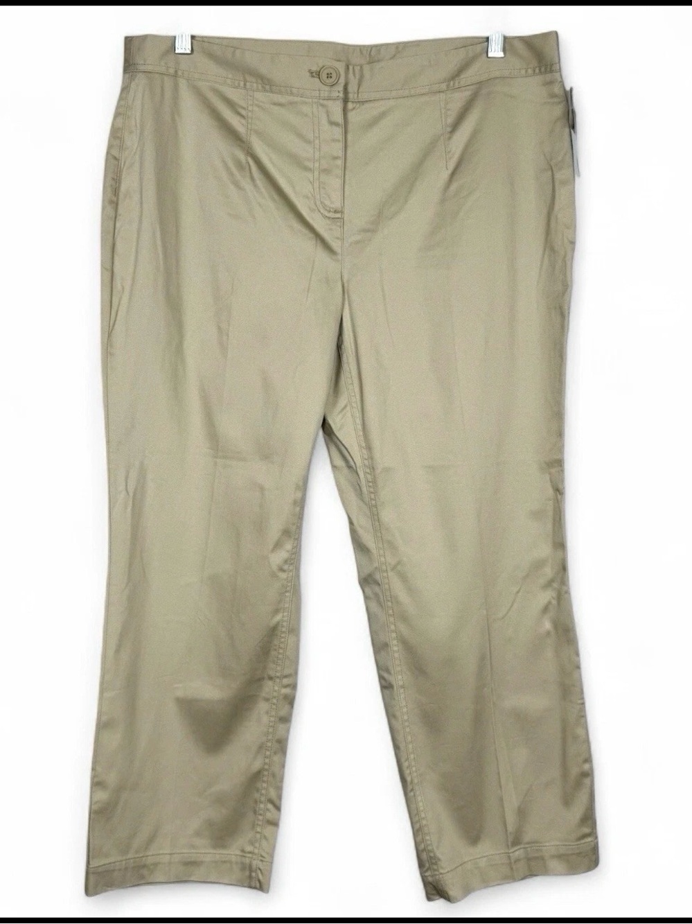 Attention Straight Leg‎ Khaki Ankle Pants Womens 14 Slim Fit Back Pockets NWT